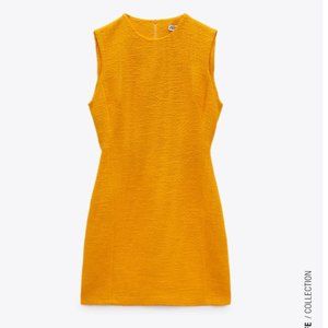 Zara Textured Short Dress Orange S NWT Sold Out Online